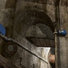 Viste del cunicolo sotterraneo di collegamento della fontana con Palazzo D'Accursio.